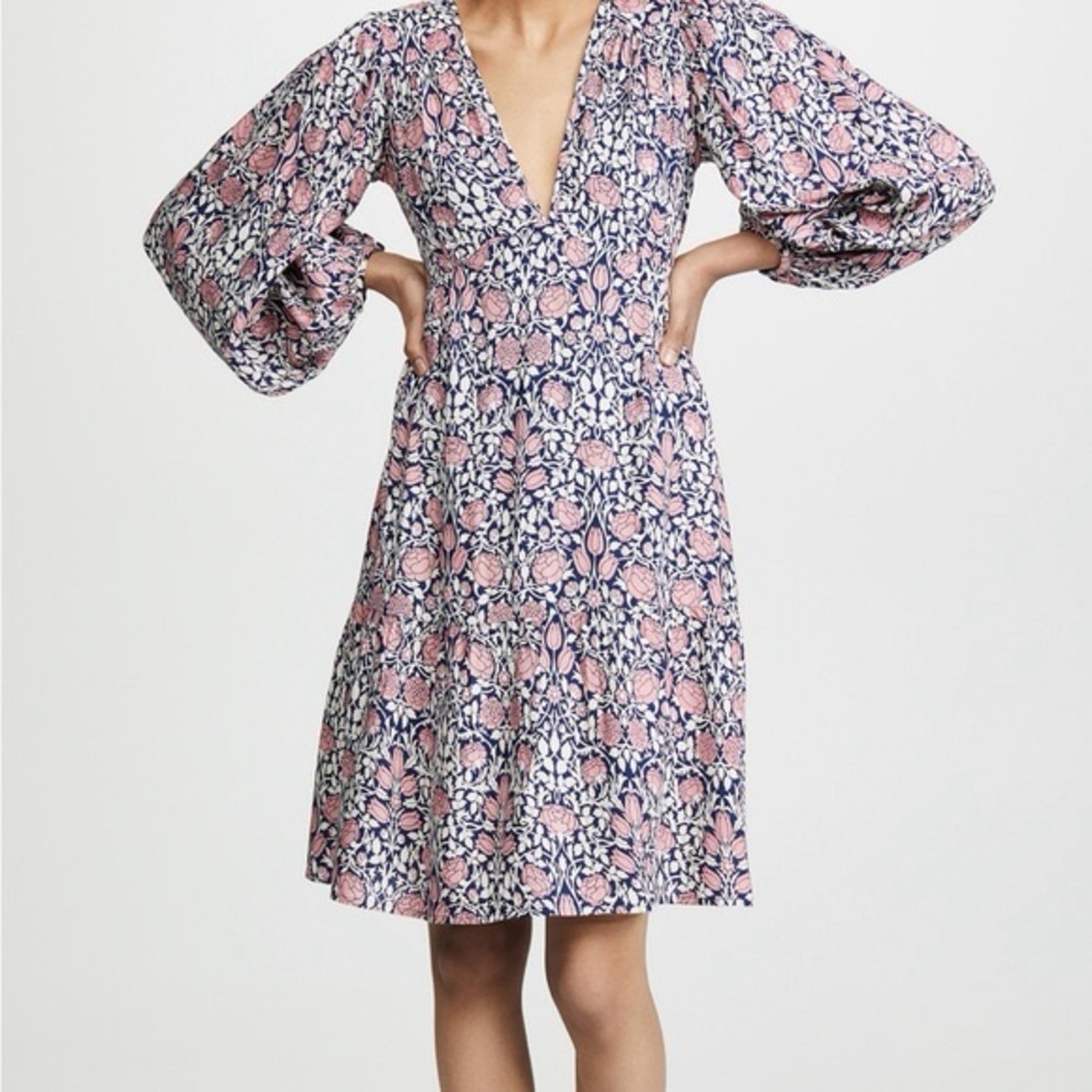 Banjanan. Portia Dress. Blue/Cream/Pink Floral. Size Medium.